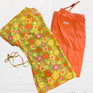 Peaches size medium scrub pants and top
